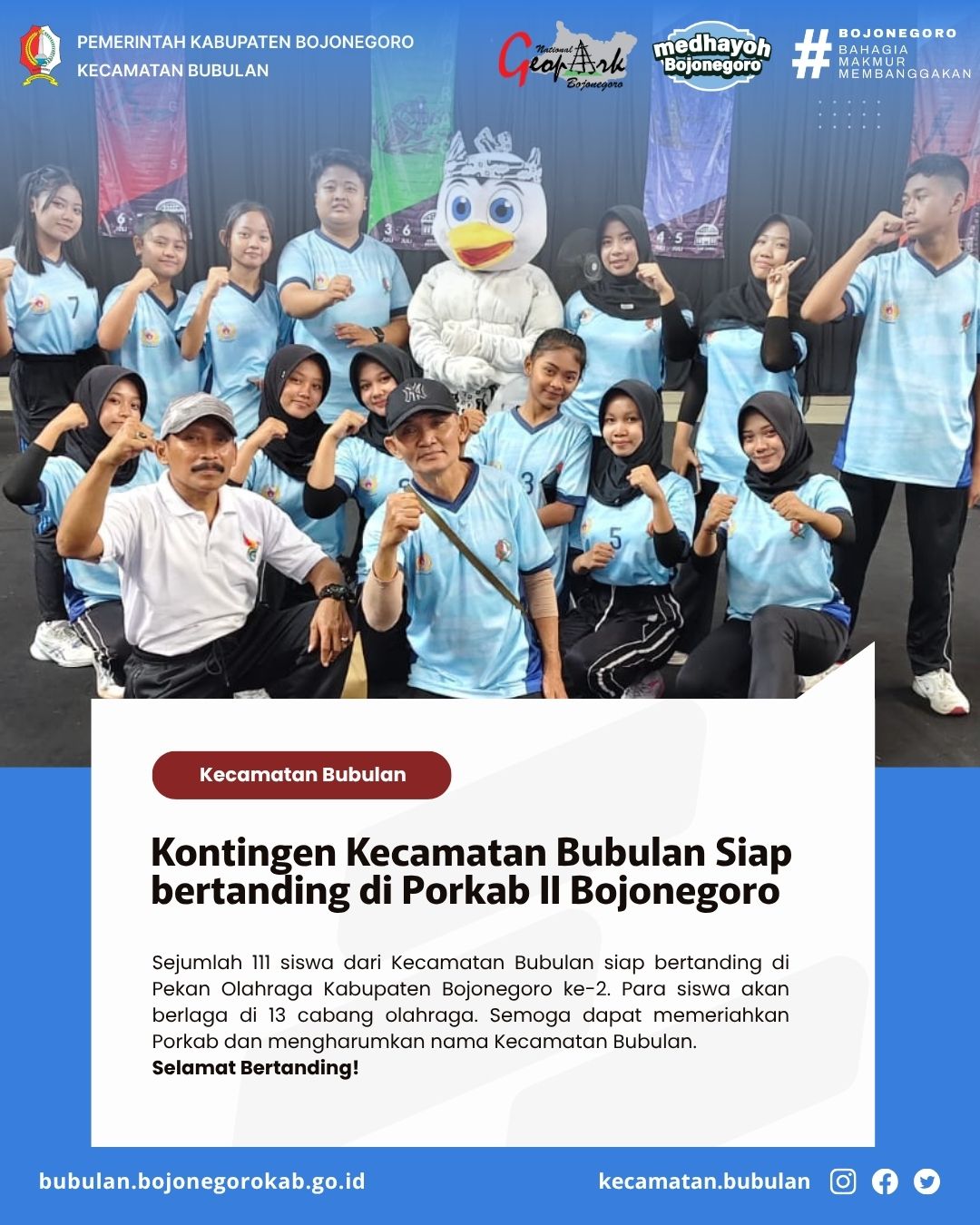Kirim 111 Atlet di 13 Cabor, Kontingen Kecamatan Bubulan Siap Berlaga di PORKAB Bojonegoro Ke-2