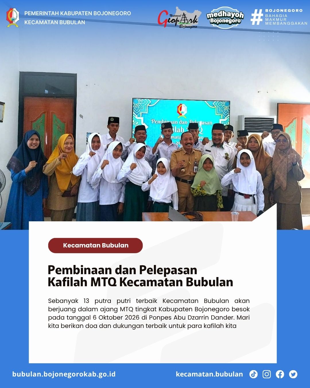 Pelepasan Kafilah MTQ Kecamatan Bubulan: Melangkah dengan Keyakinan, Membawa Syiar Al-Qur'an