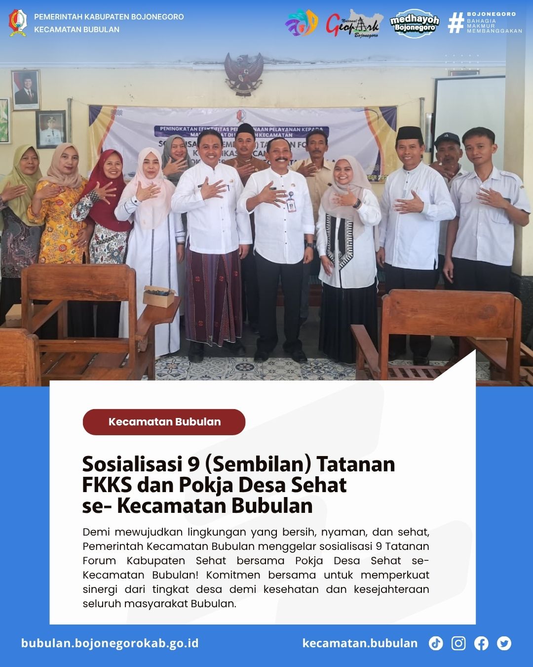 Kecamatan Bubulan Gelar Sosialisasi 9 Tatanan FKKS dan Pokja Desa Sehat